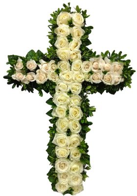 Крест из живых цветов №13