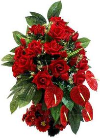 Траурная корзина из искусственных цветов "Жардин" №1