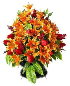 Траурная корзина из искусственных цветов "Элит Ладья Большая" №13