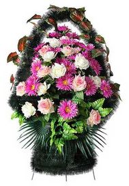 Траурная корзина из искусственных цветов "Элит Ладья большая" №2