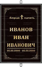 Большая православная табличка на крест 36x25 см черная вертикальная, текст золотой