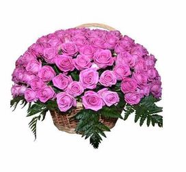 Ритуальная корзина из живых цветов 50 розовых роз и папоротника