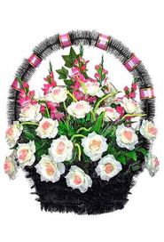 Траурная корзина из искусственных цветов "Ладья заказная" №2