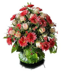 Траурная корзина из искусственных цветов "Элит Ладья большая" №14