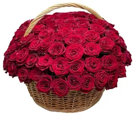 Ритуальная корзина из живых цветов 100 красных роз