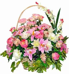 Траурная корзина из искусственных цветов "Лоза" №6