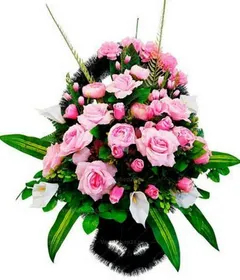 Траурная корзина из искусственных цветов "Ладья Элитная" №5