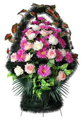 Траурная корзина из искусственных цветов "Элит Ладья большая" №2