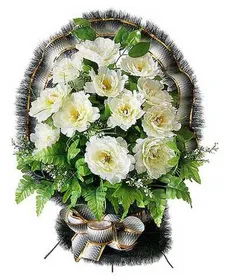Траурная корзина из искусственных цветов "Ладья Элитная" №9